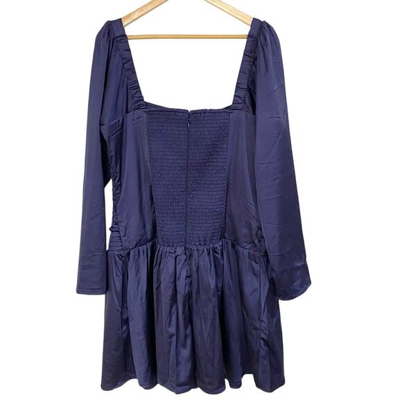 Abercrombie & Fitch Emerson Drop Waist Satin Mini Dress In Blue XL Tall NWT - Picture 4 of 10